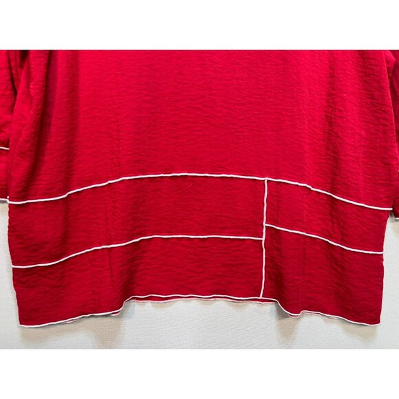 Ali Miles Women's Office Oversized Tunic Top Long Sleeve Size 1X Red Lightweight - Picture 12 of 12